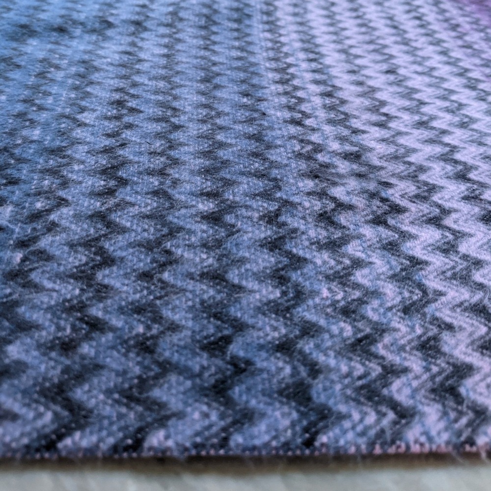 100% Cashmere Scarf Made in Germany Purple Blue Chevron Zigzag Fringe Ombre - Picture 2 of 6